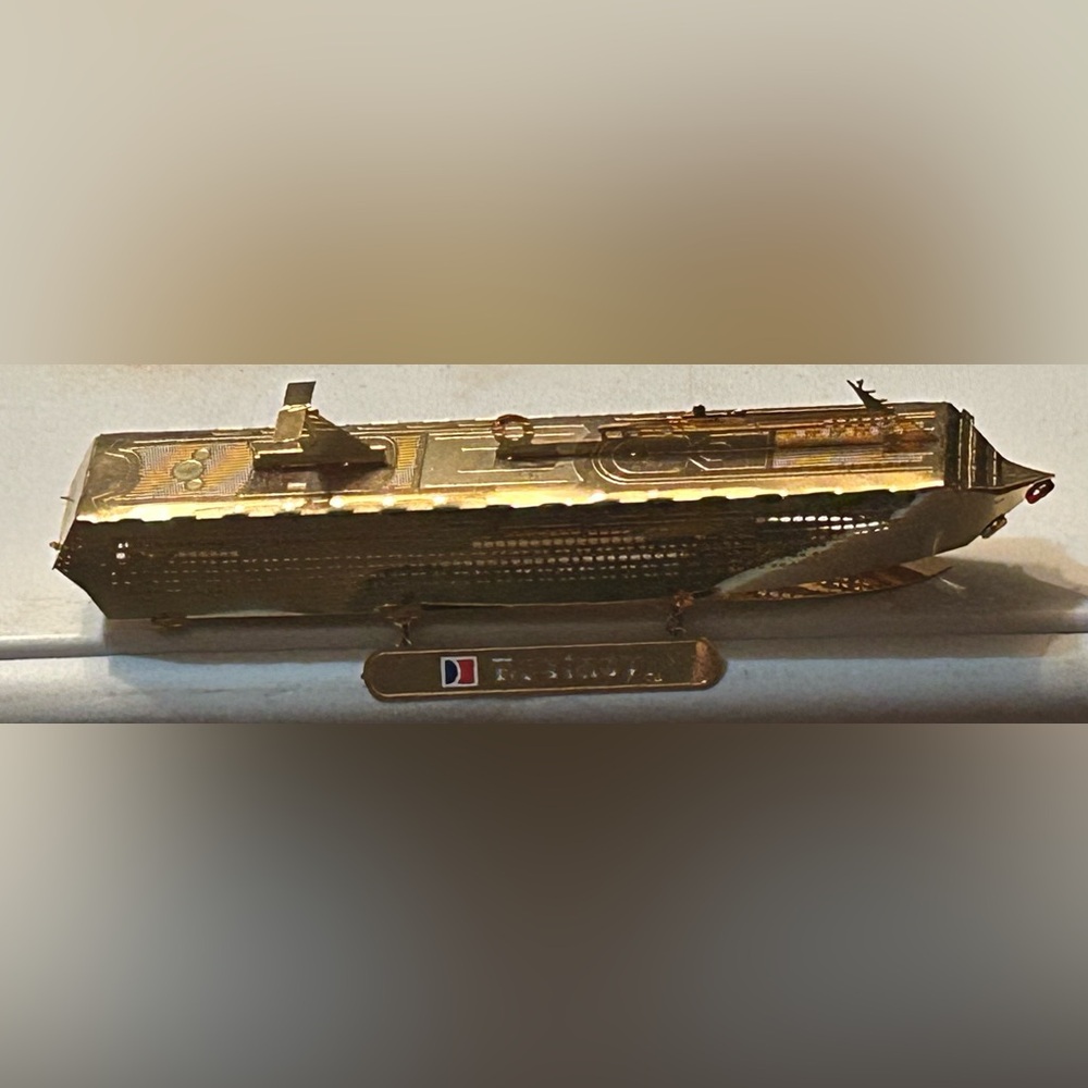 Carnival Cruise  24K Genuine Gold Flashed Brass Ecstasy Ship Christmas Ornament